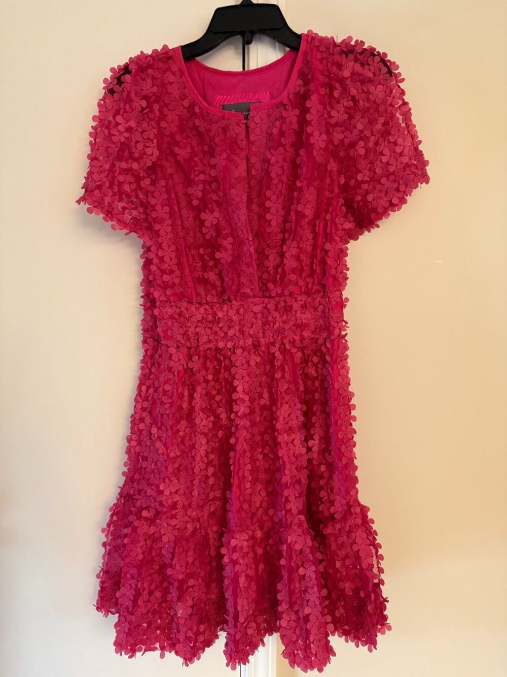 Anthropologie somerset floral appliqué limited edition bright pink Size M